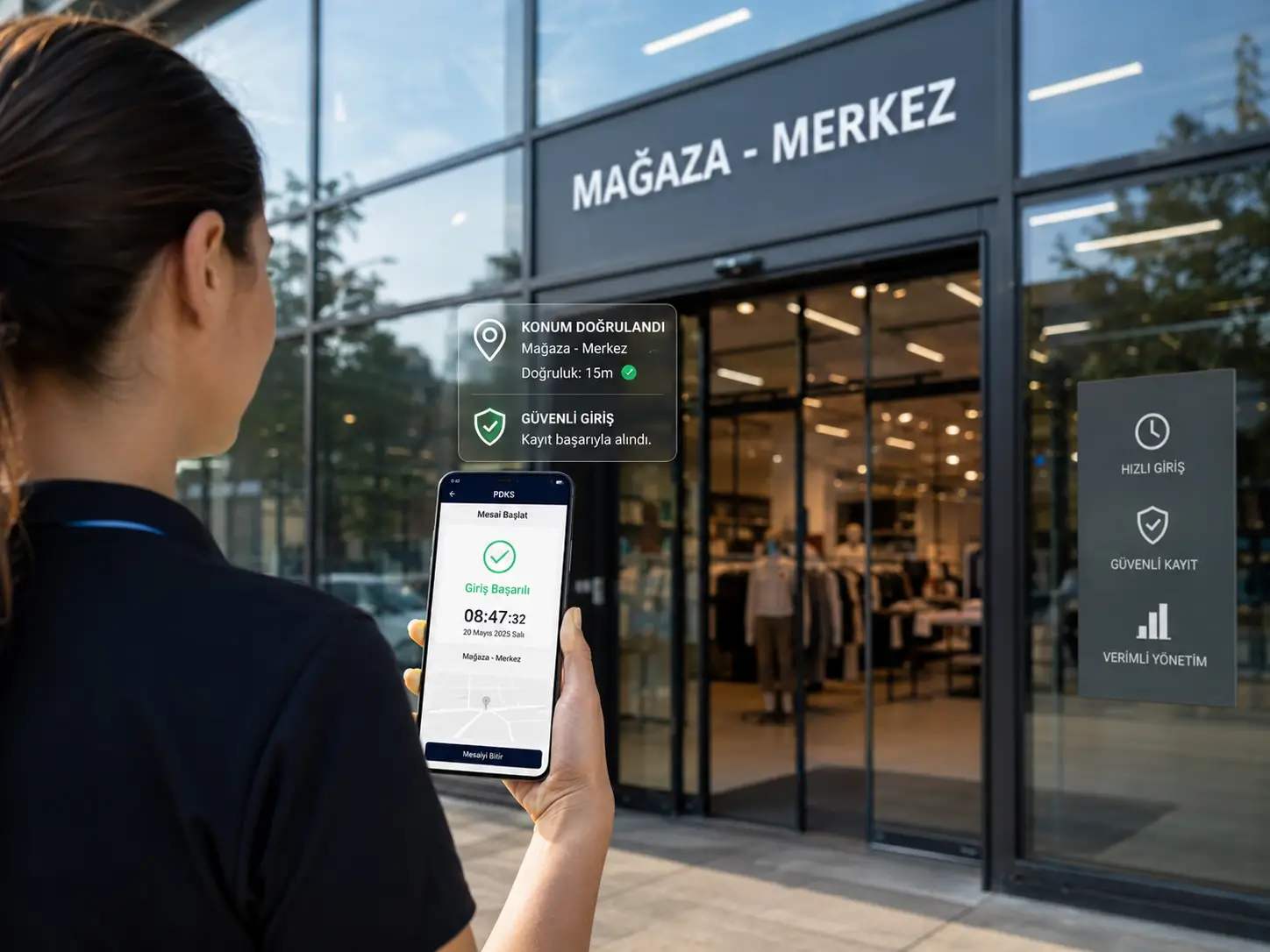 Mobil PDKS ile personel giriş çıkış takip sistemi ekranı
